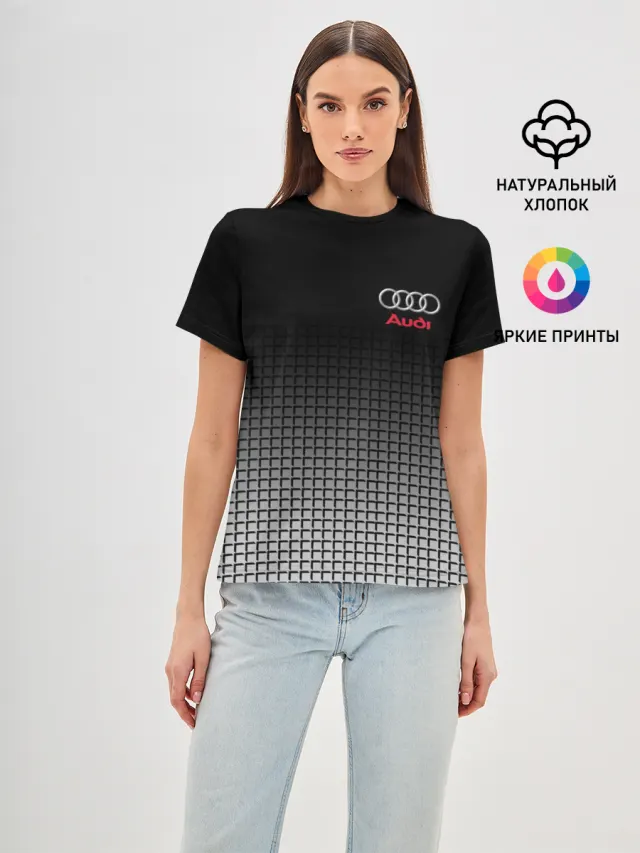 Женская базовая футболка с принтом «Audi — AUDI SPORT»