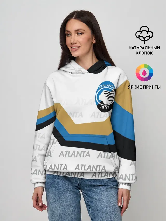Женское худи с принтом «Atlatna — FC ATALANTA — ФК АТАЛАНТА»