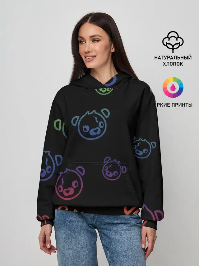 Женское худи с принтом «Фортнайт — Colorful Bear»