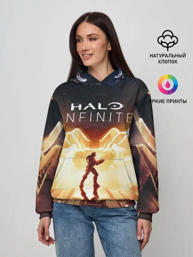 Женское худи с принтом «Halo infinite Мастер Чиф»