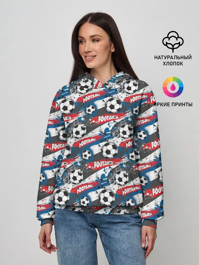 Женское худи с принтом «Football text — FOOTBALL»