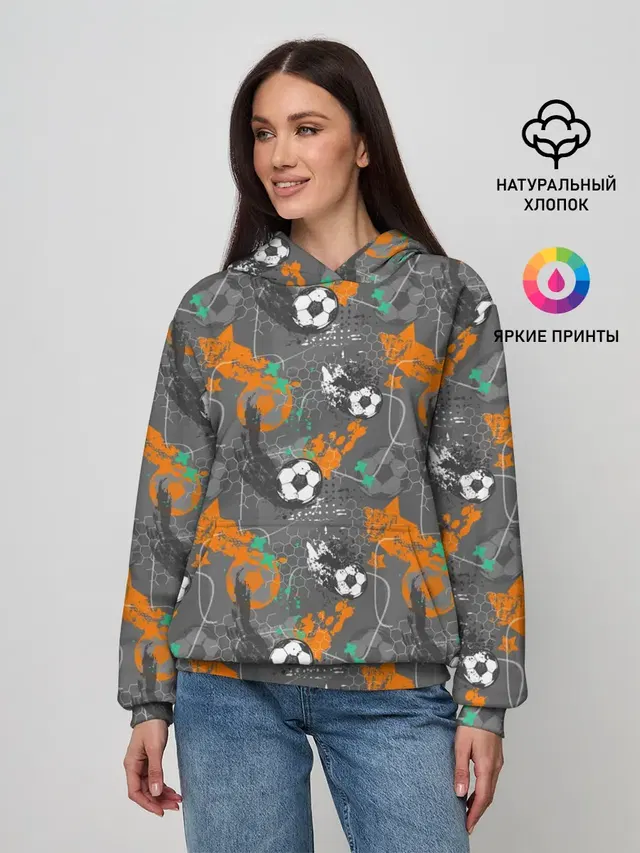 Женское худи с принтом «Soccer ball icon — Football»