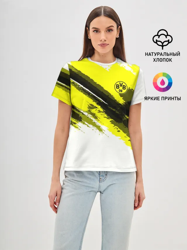 Женская базовая футболка с принтом «FC Borussia Original 2018»