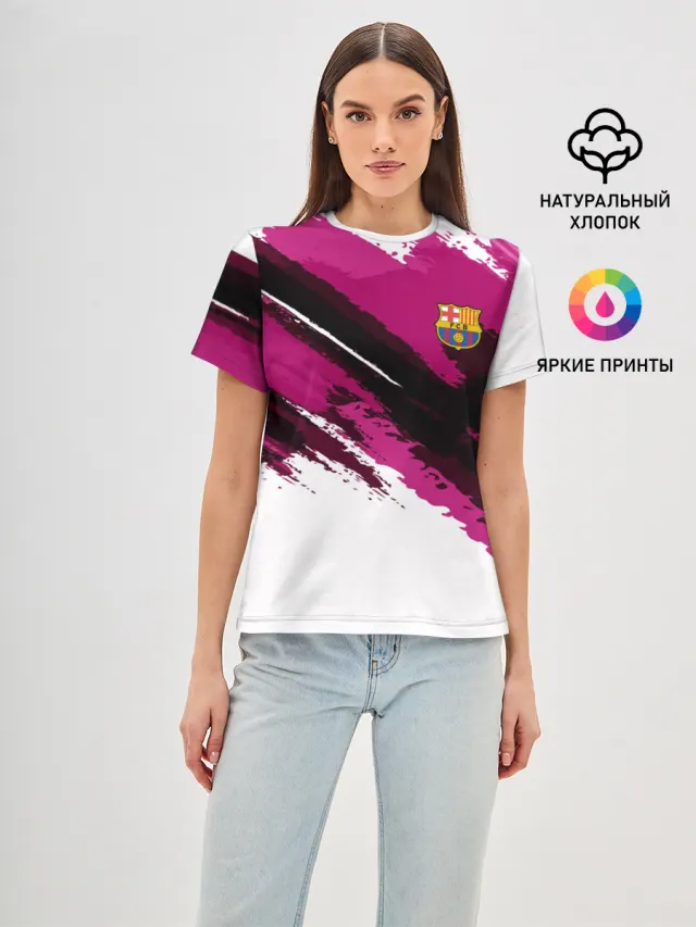 Женская базовая футболка с принтом «Барселона — FC Barcelona Original 2018»