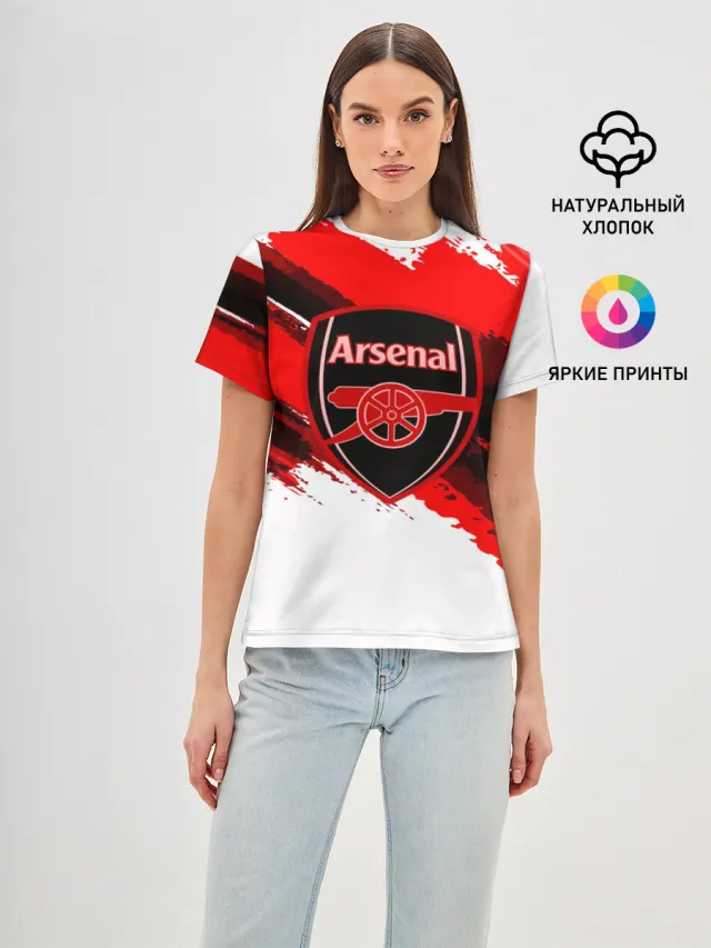 Женская базовая футболка с принтом «Arsenal Sport Style»