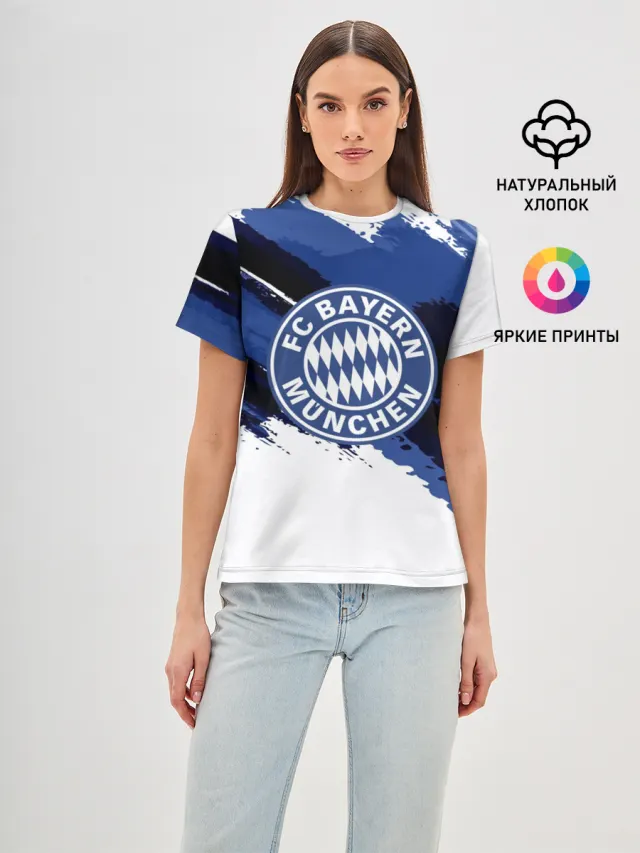 Женская базовая футболка с принтом «Bayern Munchen Sport Style»