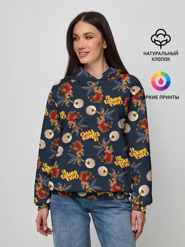 Женское худи с принтом «It Takes Two pattern»