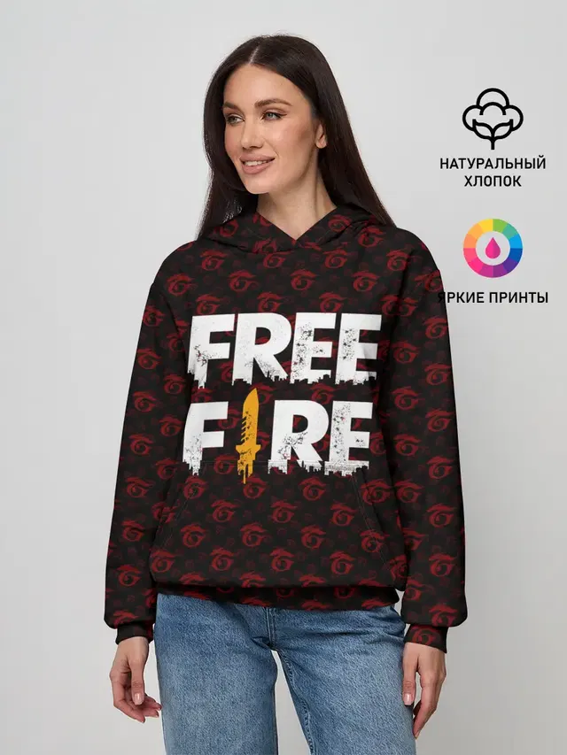 Женское худи с принтом «Freefire Pattern Garena»