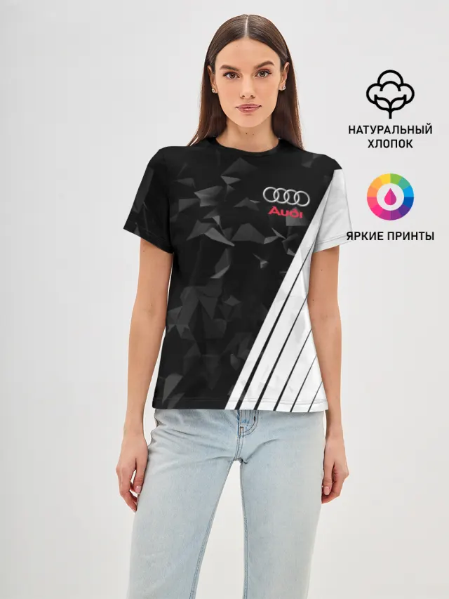Женская базовая футболка с принтом «Audi — AUDI SPORT»