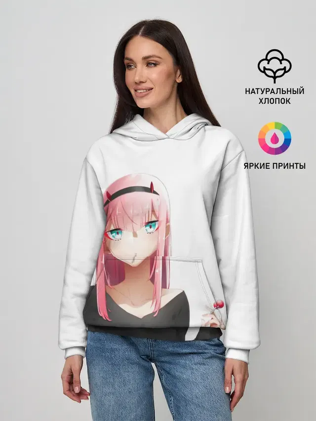 Женское худи с принтом «Zero TWO 002»