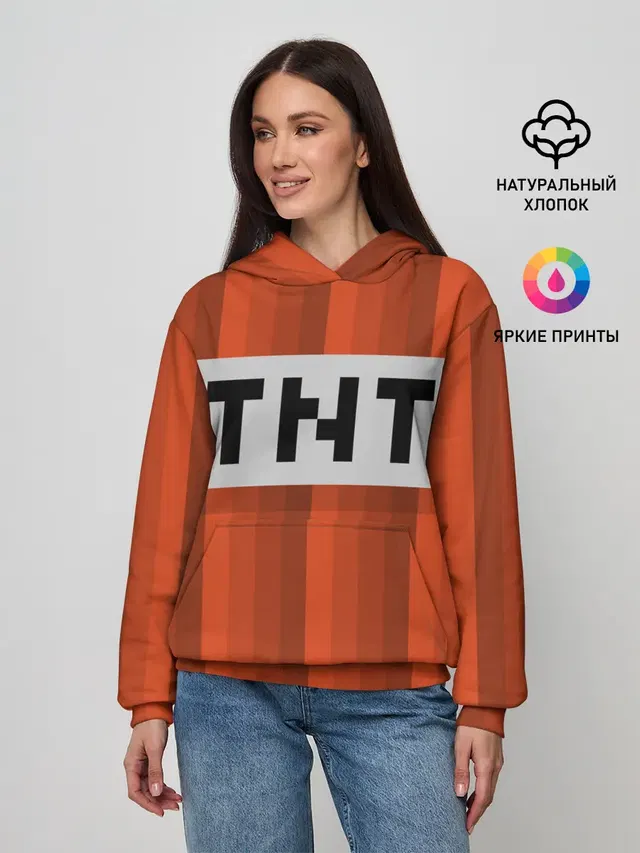 Женское худи с принтом «Майнкрафт — TNT»