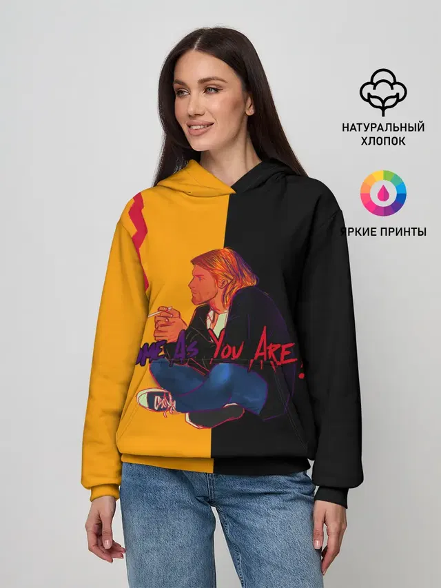 Женское худи с принтом «Kurt Cobain — Come as you are»