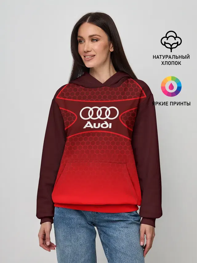 Женское худи с принтом «Audi — AUDI красная сетка»