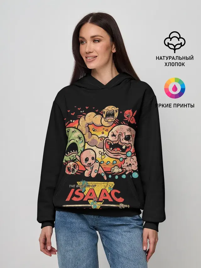 Женское худи с принтом «The Binding of Isaac — Isaac Rebirth»