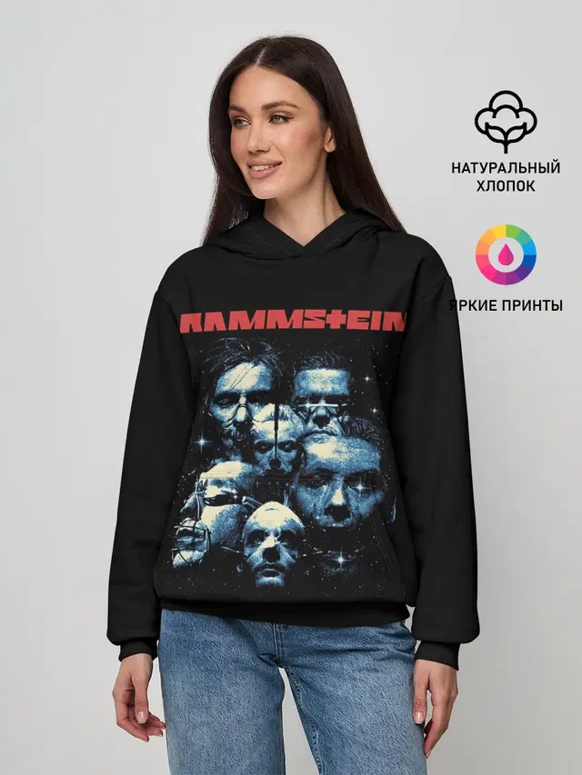 Женское худи с принтом «Rammstein — Rammstine band»