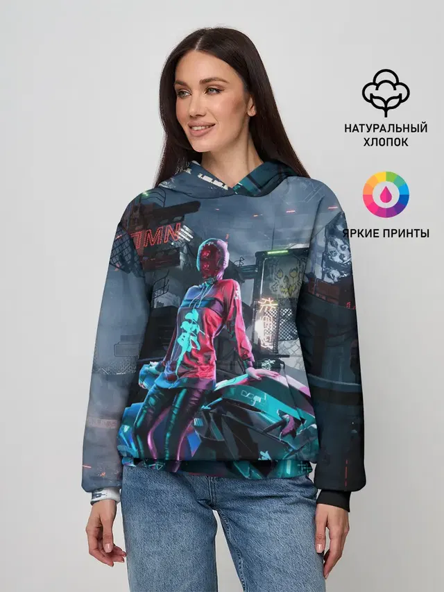 Женское худи с принтом «Cyberpunk 2077»