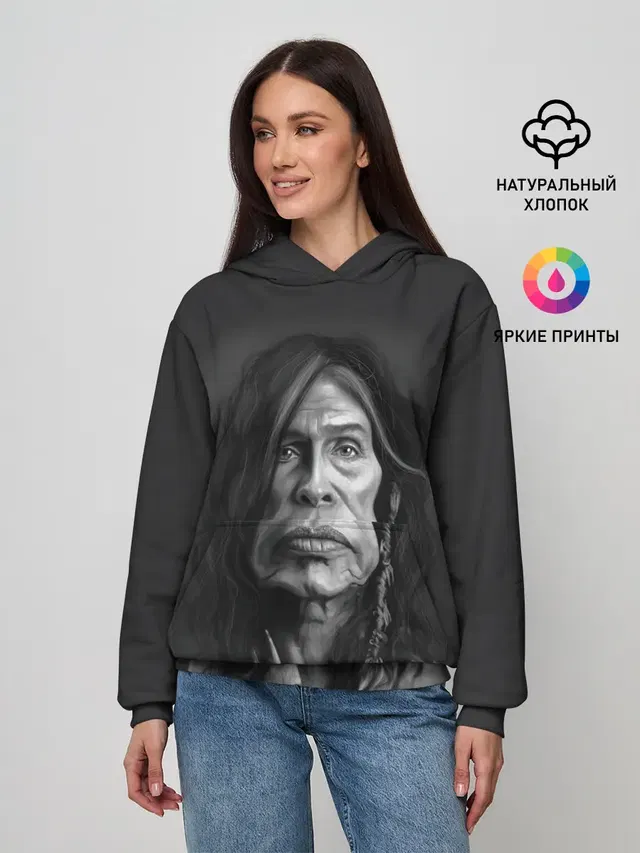 Женское худи с принтом «Steven Tyler AEROSMITH»