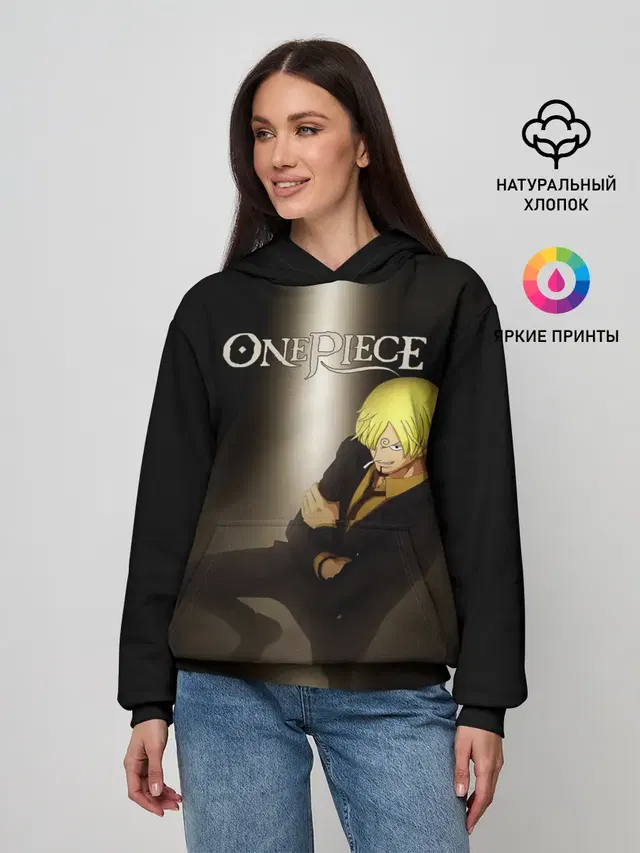 Женское худи с принтом «Ван Пис — Винсмок Санджи — One Piece. Большой куш»