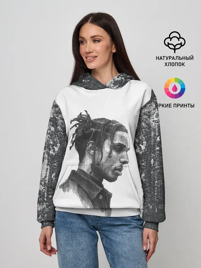 Женское худи с принтом «Зарубежные — ASAP ROCKY — АСАП»