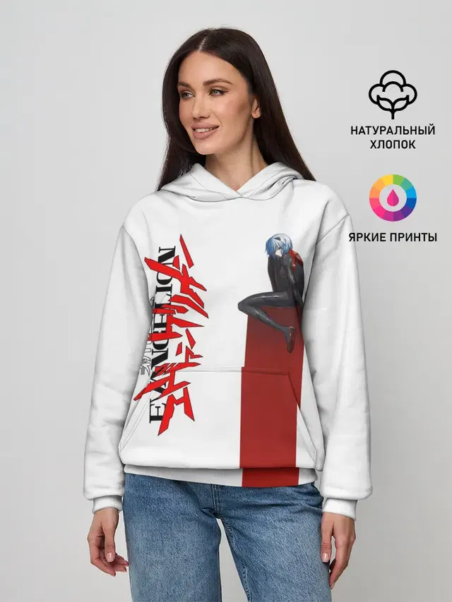 Женское худи с принтом «Евангелион — EVANGELION | ПИЛОТ EVA»