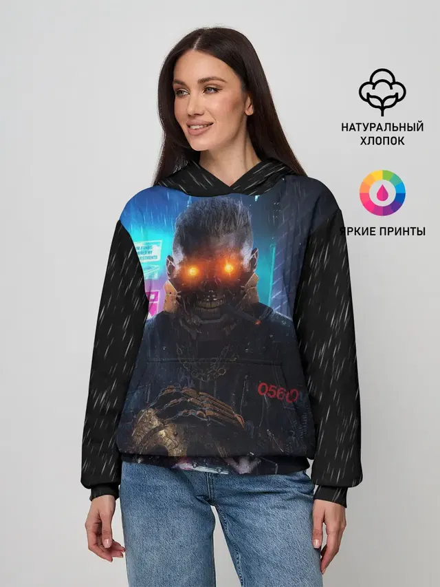 Женское худи с принтом «Cyberpunk 2077 — Maelstrom»