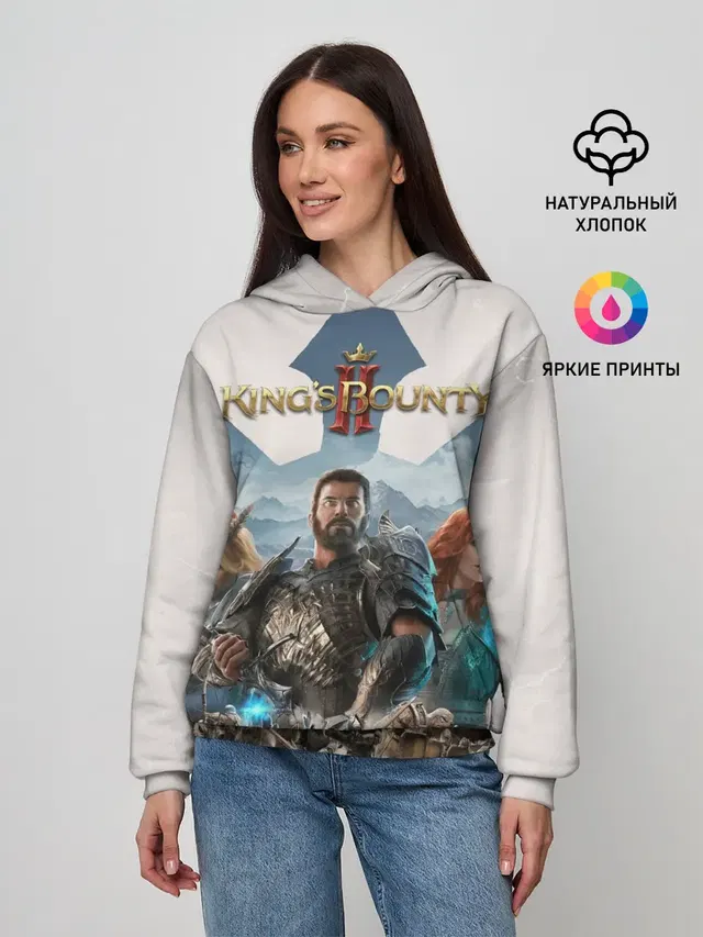 Женское худи с принтом «Разные игры — Kings Bounty 2 трио»