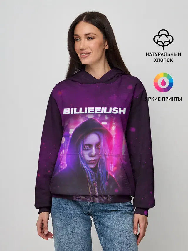 Женское худи с принтом «Billie Eilish — GLITCH»