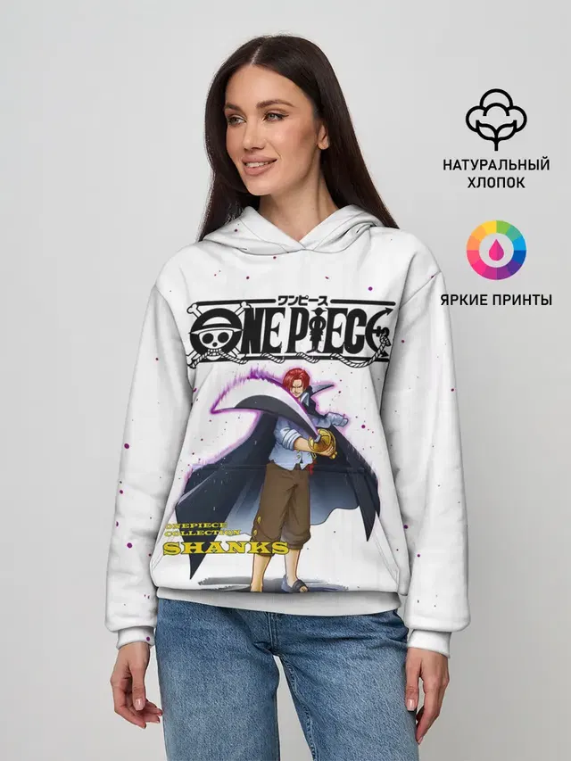 Женское худи с принтом «Ван Пис — Шанкс One Piece. Большой куш»