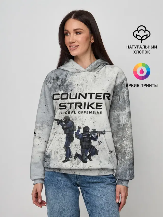 Женское худи с принтом «Counter-Strike — COUNTER TERRORIST — CS GO»