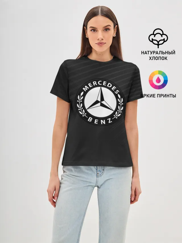 Женская базовая футболка с принтом «Mercedes SPORT»