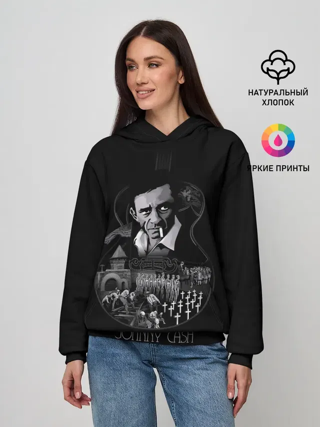 Женское худи с принтом «JOHNNY CASH»