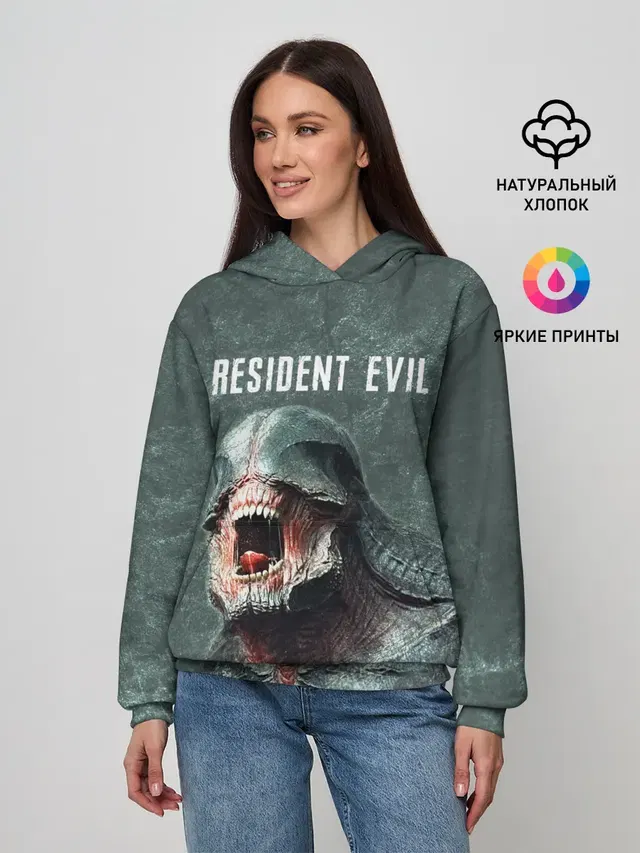 Женское худи с принтом «Licker — RESIDENT EVIL 2 — РЕЗИДЕНТ ЕВИЛ»