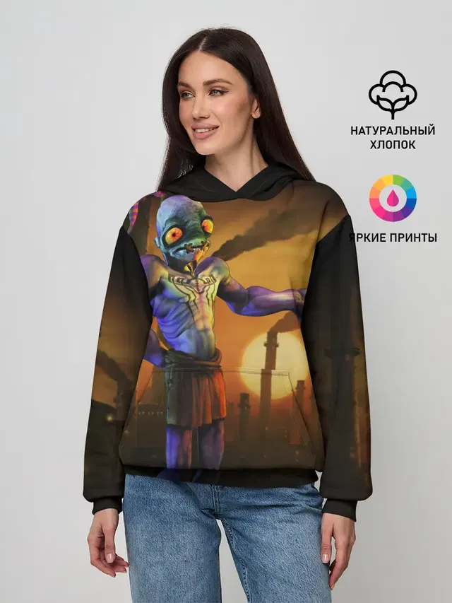 Женское худи с принтом «Retro Games — Oddworld»