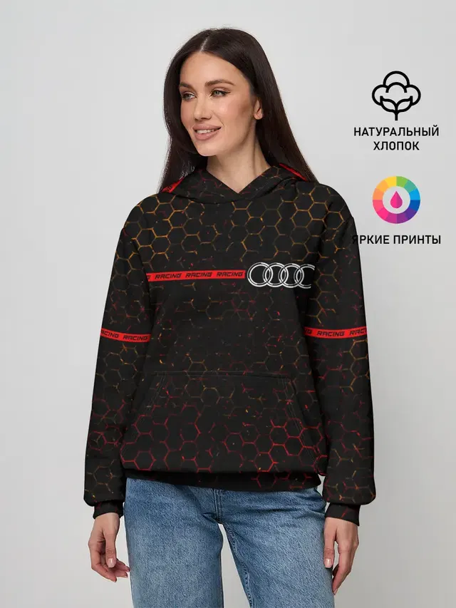 Женское худи с принтом «Audi — Ауди - Pro Racing»