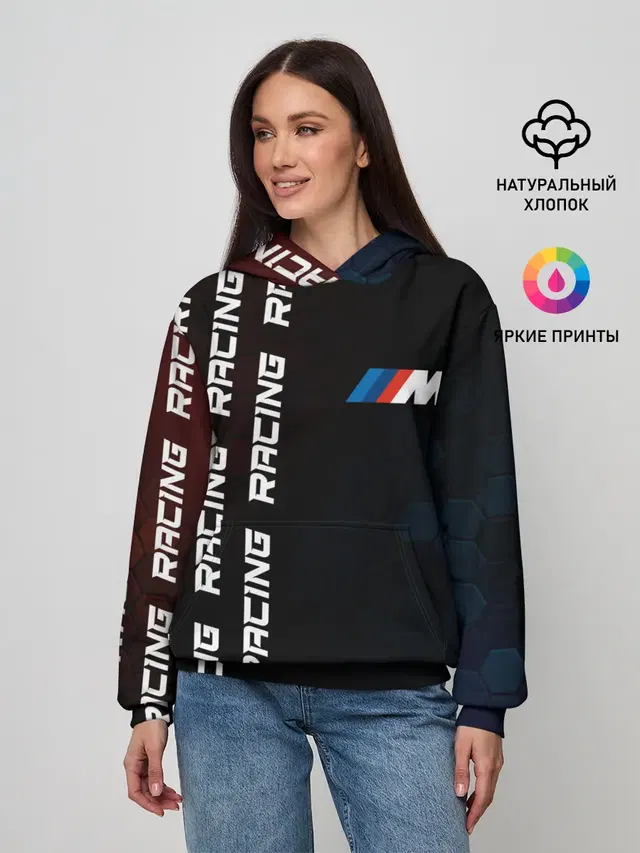 Женское худи с принтом «BMW — BMW - Racing»