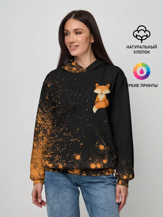 Женское худи с принтом «Лисы — Foxy - Paint»