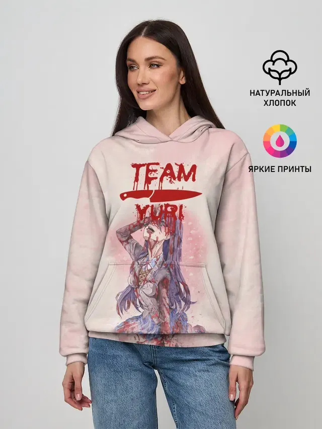 Женское худи с принтом «Doki Doki Literature Club — Team Yuri — Доки Доки»