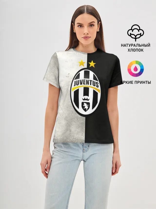 Женская базовая футболка с принтом «Ювентус — Juventus FC»