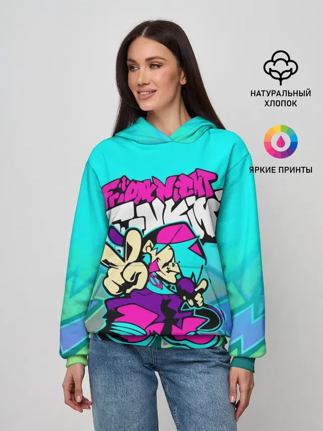 Женское худи с принтом «Friday Night Funkin Акванеон — АКВАНЕОН»