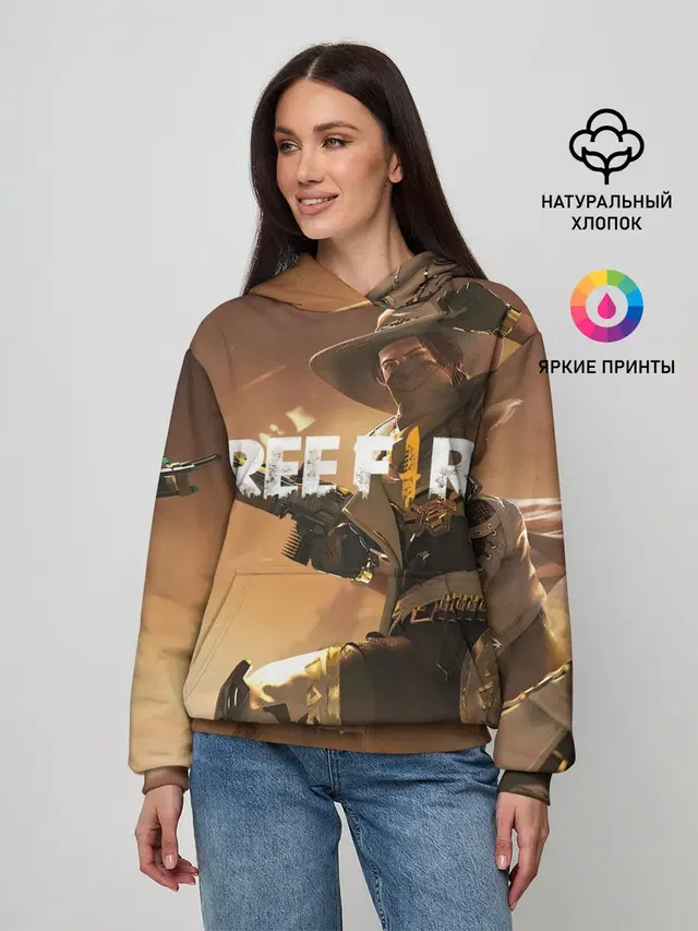Женское худи с принтом «Cowboy — FREE FIRE»
