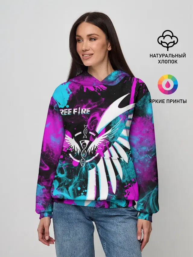 Женское худи с принтом «Free Fire Neon»