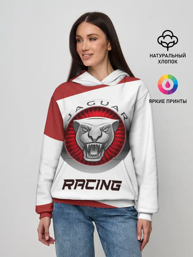 Женское худи с принтом «Jaguar — Ягуар - Racing»