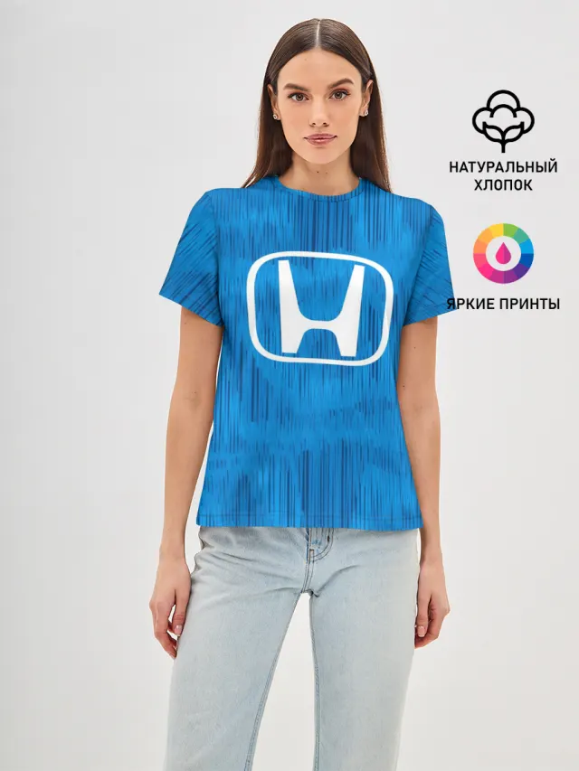 Женская базовая футболка с принтом «Honda sport color»