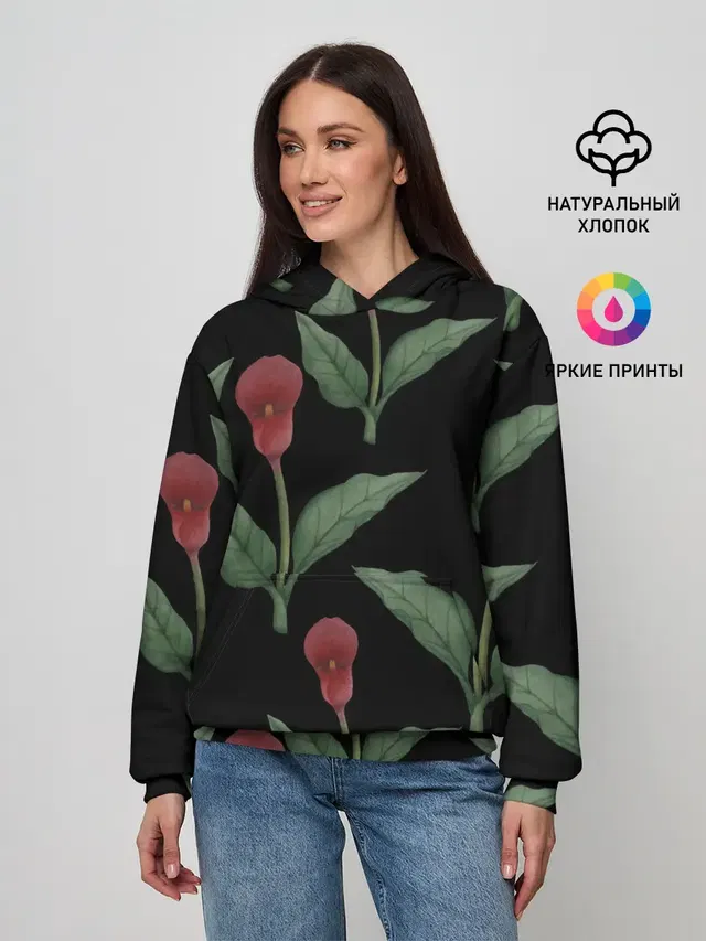 Красные каллы на черном
