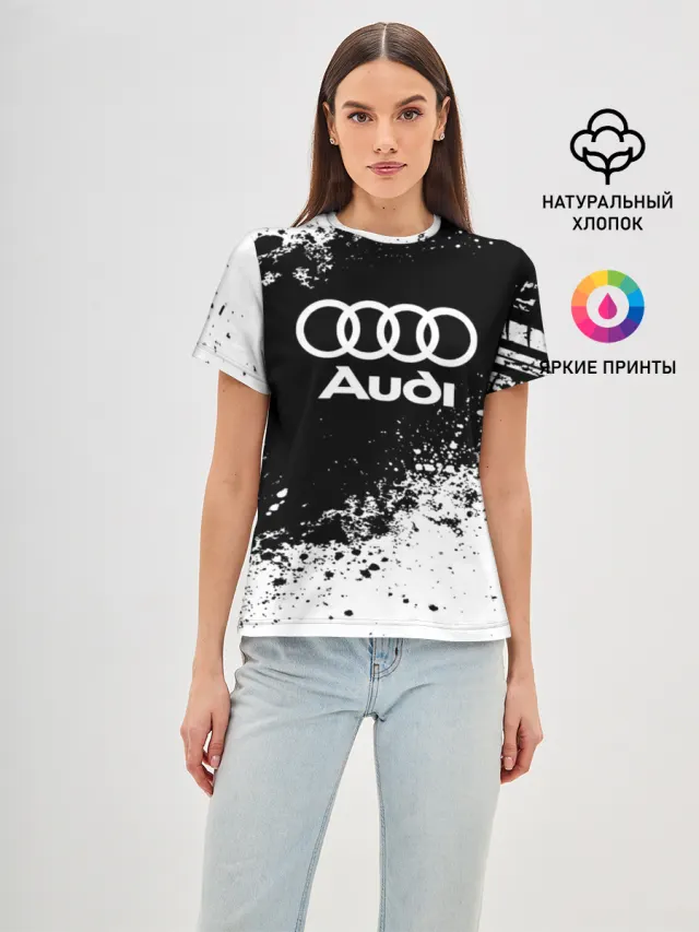 Женская базовая футболка с принтом «Audi — Audi abstract sport»
