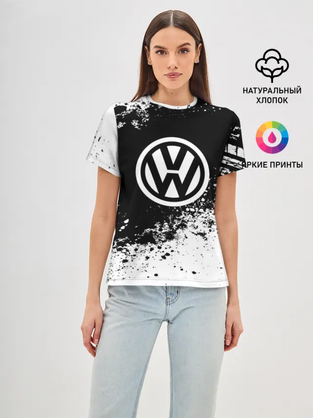 Женская базовая футболка с принтом «Volkswagen — Volkswagen abstract sport»