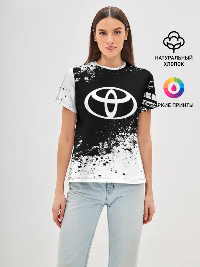 Женская базовая футболка с принтом «Тойота — Toyota abstract sport»
