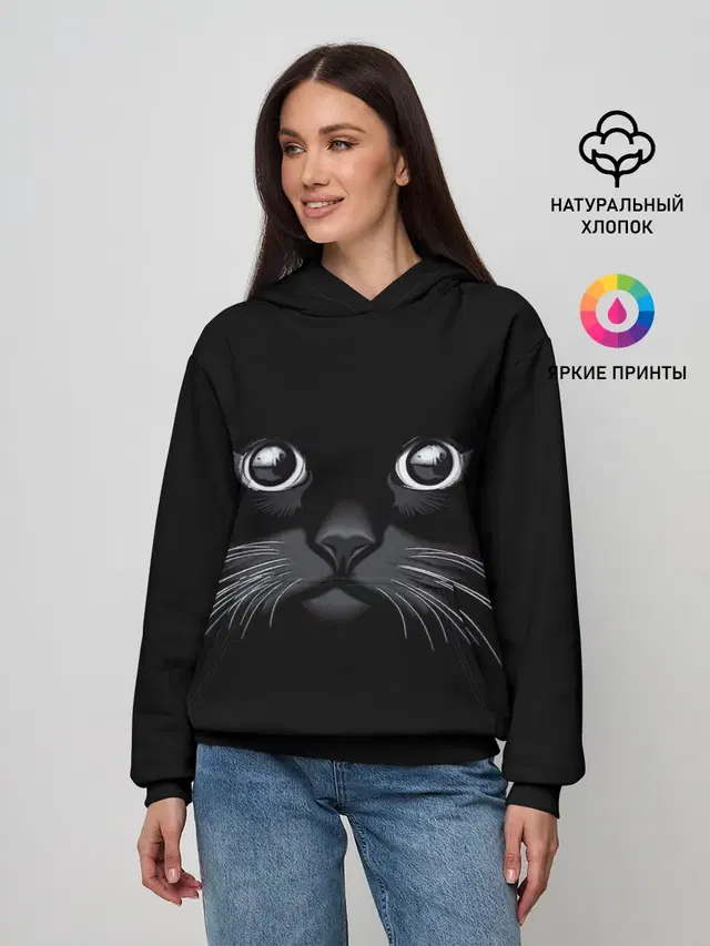 Женское худи с принтом «Коты и кошки — Кот Журбей»