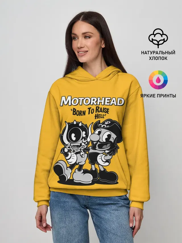 Женское худи с принтом «Motorhead — Motorhead x Cuphead»
