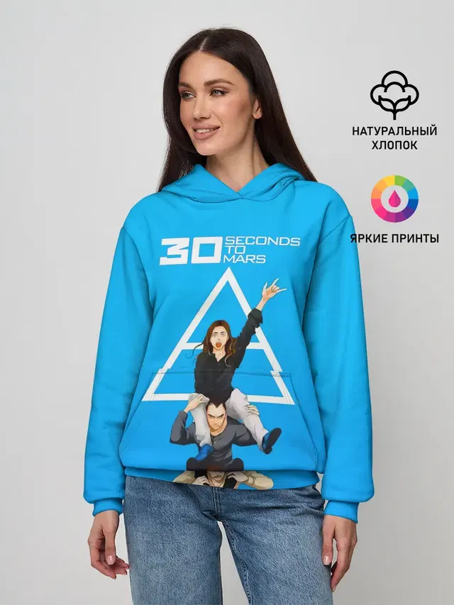 Женское худи с принтом «Triad logo — Группа 30 Seconds to Mars»